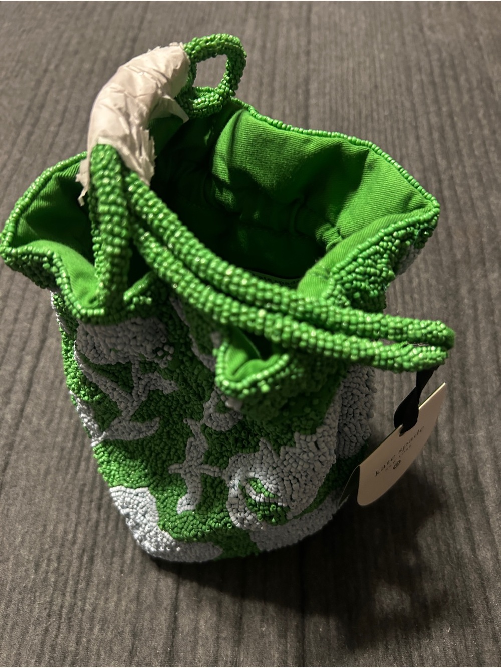 Kate spade target collab Green Beaded Drawstring Bucket Bag